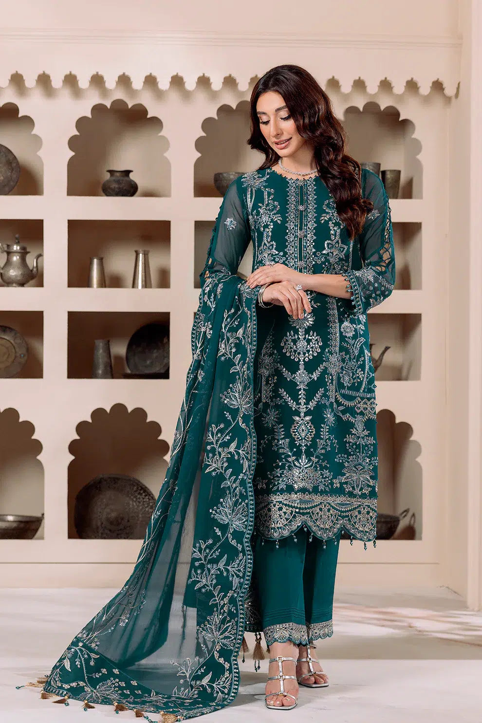 Alizeh | Dua Formals 23 | DUA-V01D02B- LYRA ( ZINC ) - by - Libasekhas UK - Registered Vendor of : Alizeh - 100% Original Designer Dresss