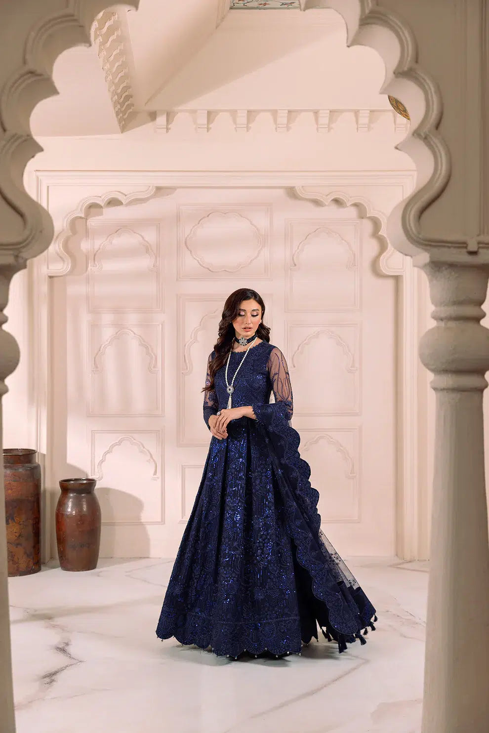 Alizeh | Dua Formals 23 | DUA-V01D01A- KHIRAD ( BLUE ) - by - Libasekhas UK - Registered Vendor of : Alizeh - 100% Original Designer Dresss