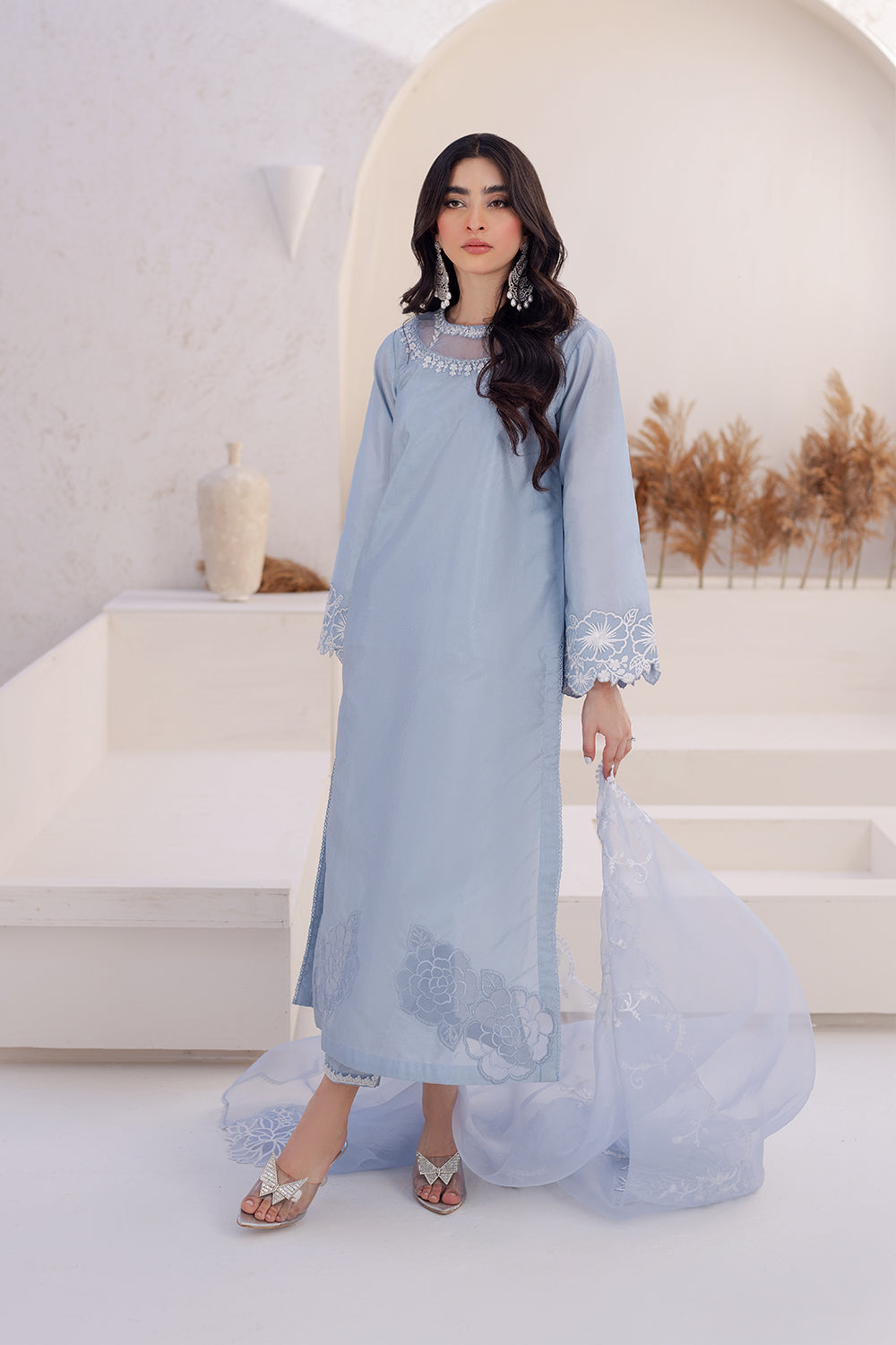 Azure | Ensembles Embroidered Formals | Ashen Grace - by - Libasekhas UK - Registered Vendor of : Azure - 100% Original Designer Dresss