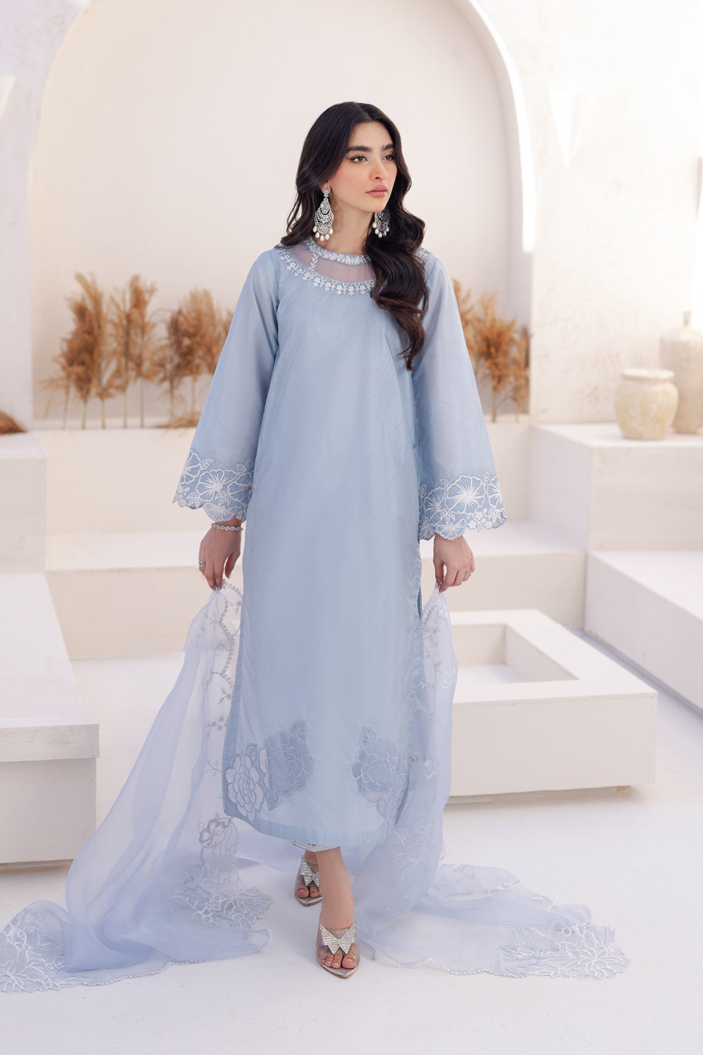 Azure | Ensembles Embroidered Formals | Ashen Grace - by - Libasekhas UK - Registered Vendor of : Azure - 100% Original Designer Dresss