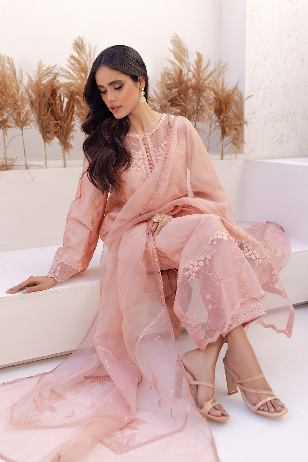 Azure | Ensembles Embroidered Formals | Melon Mirage - by - Libasekhas UK - Registered Vendor of : Azure - 100% Original Designer Dresss