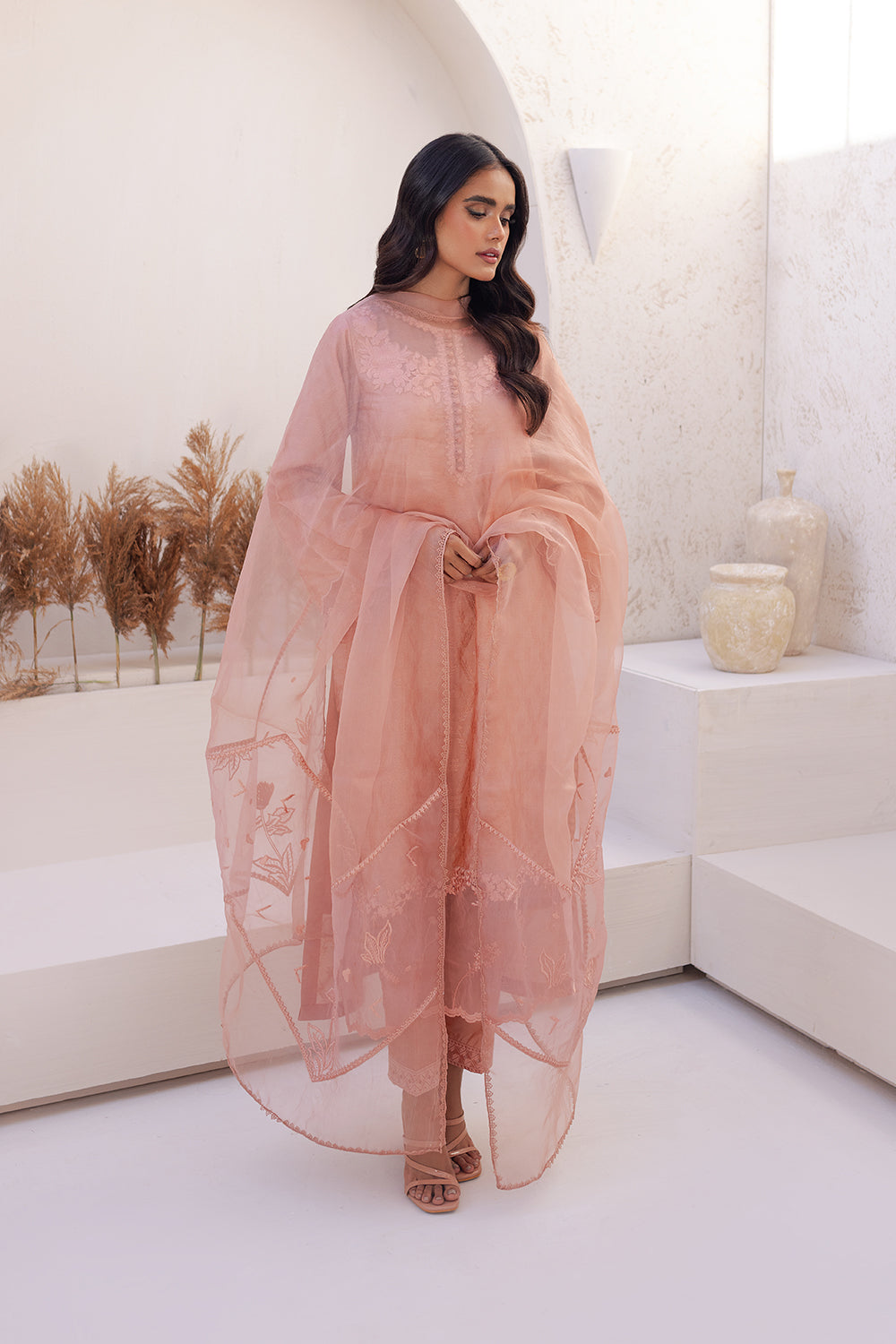 Azure | Ensembles Embroidered Formals | Melon Mirage - by - Libasekhas UK - Registered Vendor of : Azure - 100% Original Designer Dresss