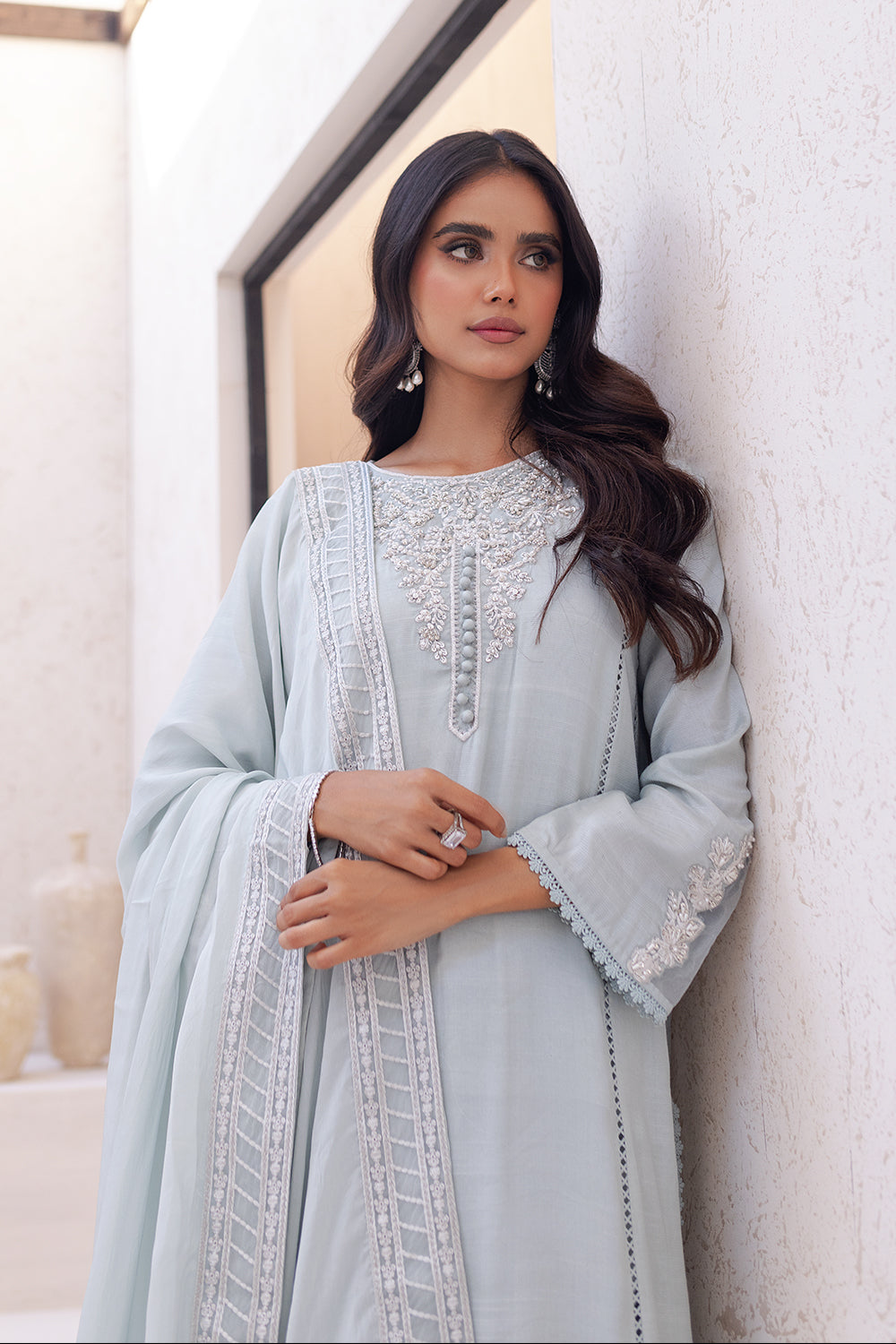 Azure | Ensembles Embroidered Formals | Moss Melody - by - Libasekhas UK - Registered Vendor of : Azure - 100% Original Designer Dresss