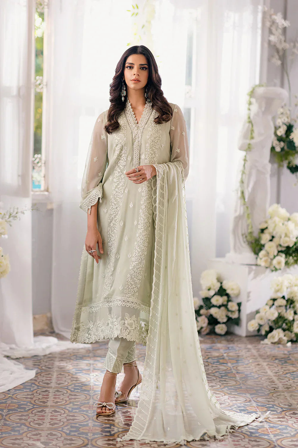 Azure | Ensembles Embroidered Formals | Enchanted Moss - by - Libasekhas UK - Registered Vendor of : Azure - 100% Original Designer Dresss