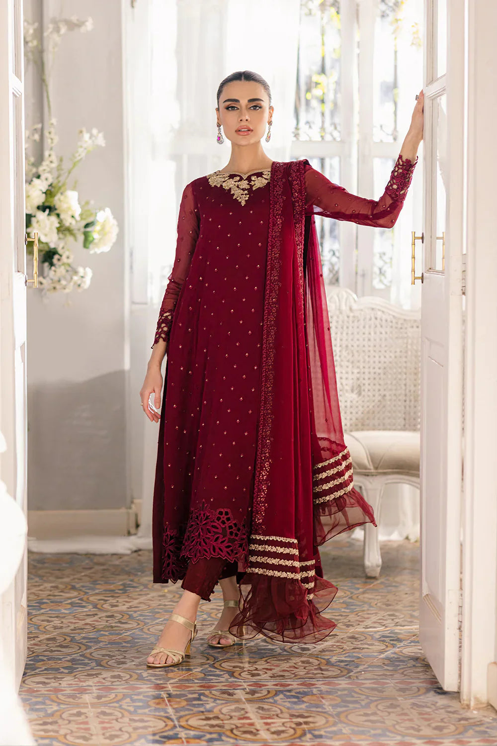Azure | Ensembles Embroidered Formals | Garnet Glam - Libasekhas