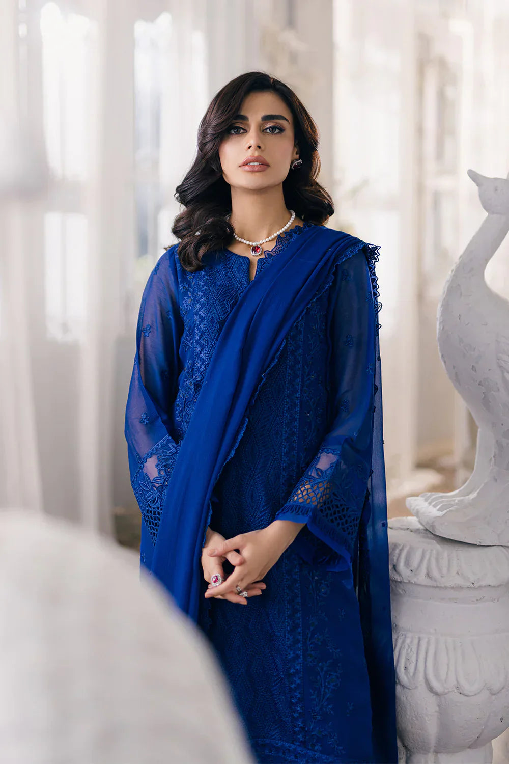Azure | Ensembles Embroidered Formals | Iris Charm - by - Libasekhas UK - Registered Vendor of : Azure - 100% Original Designer Dresss