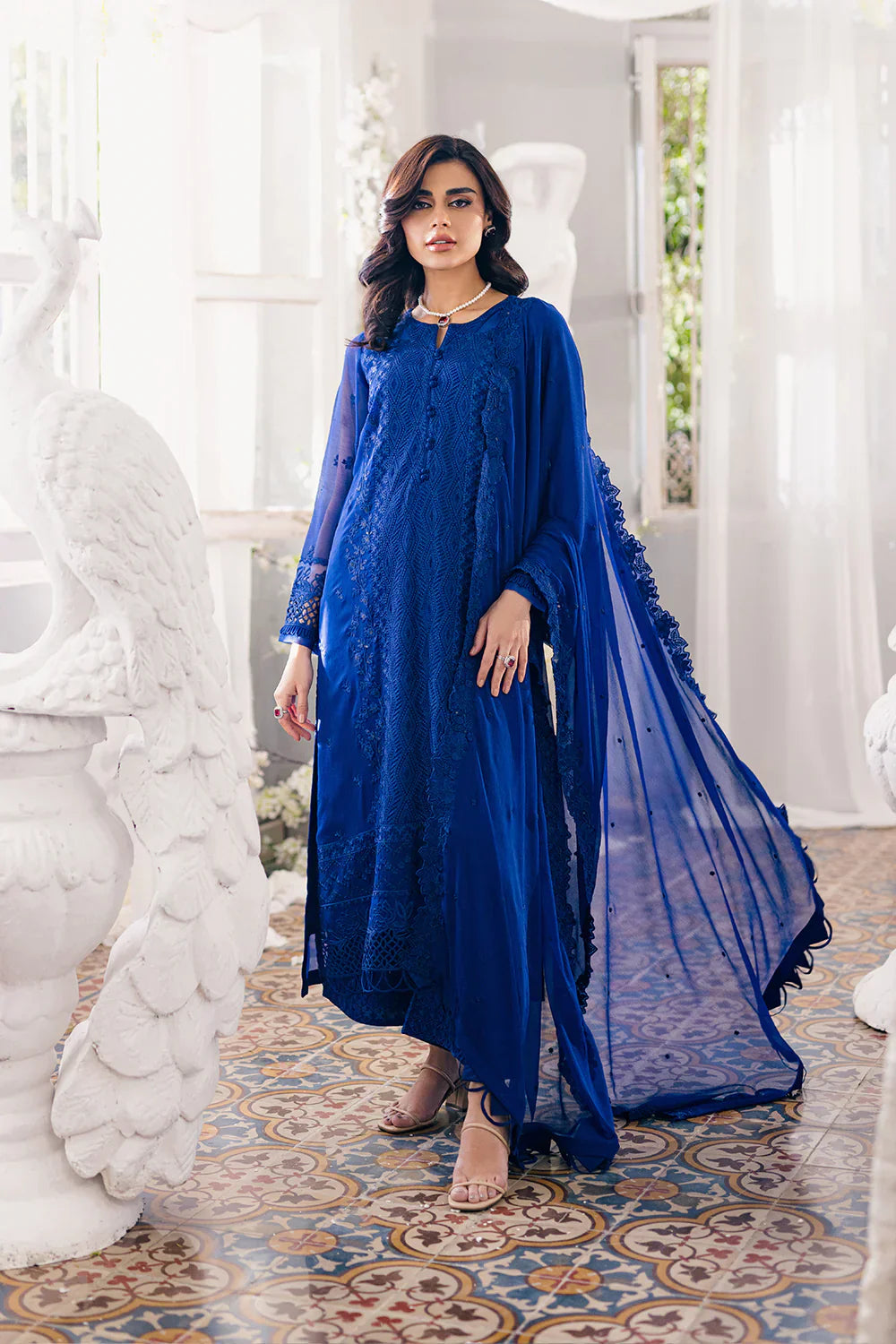 Azure | Ensembles Embroidered Formals | Iris Charm - by - Libasekhas UK - Registered Vendor of : Azure - 100% Original Designer Dresss
