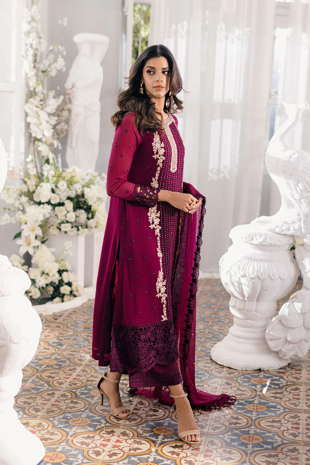 Azure | Ensembles Embroidered Formals | Merlot Muse - by - Libasekhas UK - Registered Vendor of : Azure - 100% Original Designer Dresss
