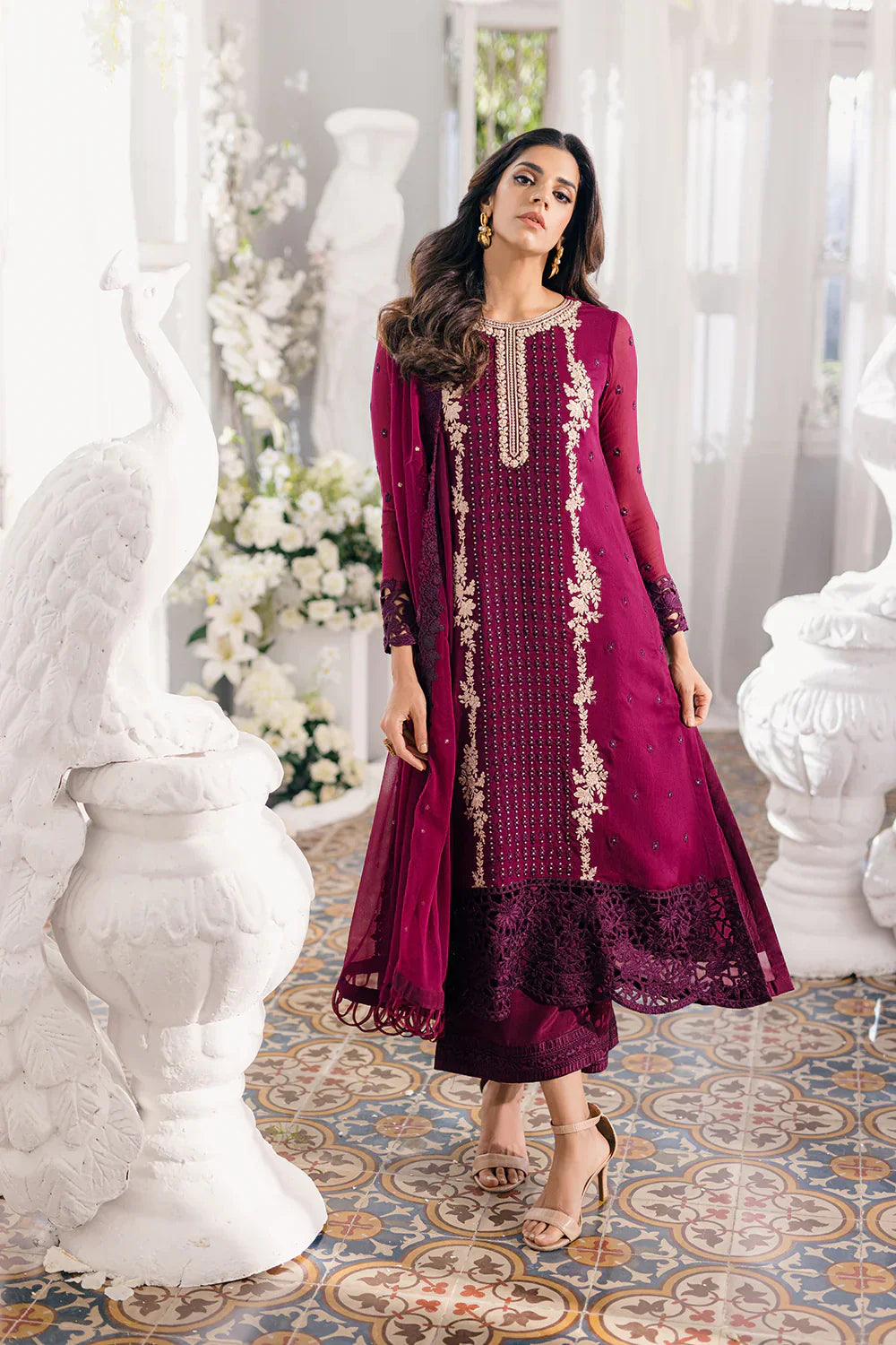 Azure | Ensembles Embroidered Formals | Merlot Muse - by - Libasekhas UK - Registered Vendor of : Azure - 100% Original Designer Dresss