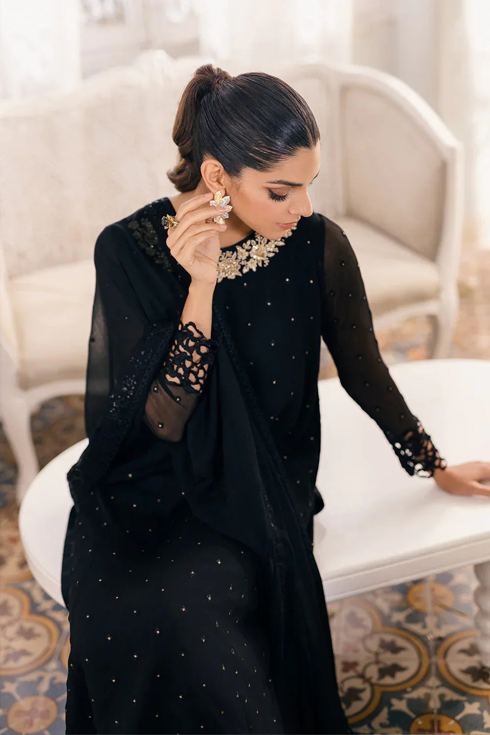 Azure | Ensembles Embroidered Formals | Midnight Glow - by - Libasekhas UK - Registered Vendor of : Azure - 100% Original Designer Dresss