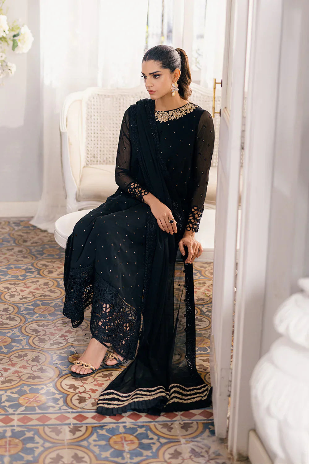 Azure | Ensembles Embroidered Formals | Midnight Glow - by - Libasekhas UK - Registered Vendor of : Azure - 100% Original Designer Dresss