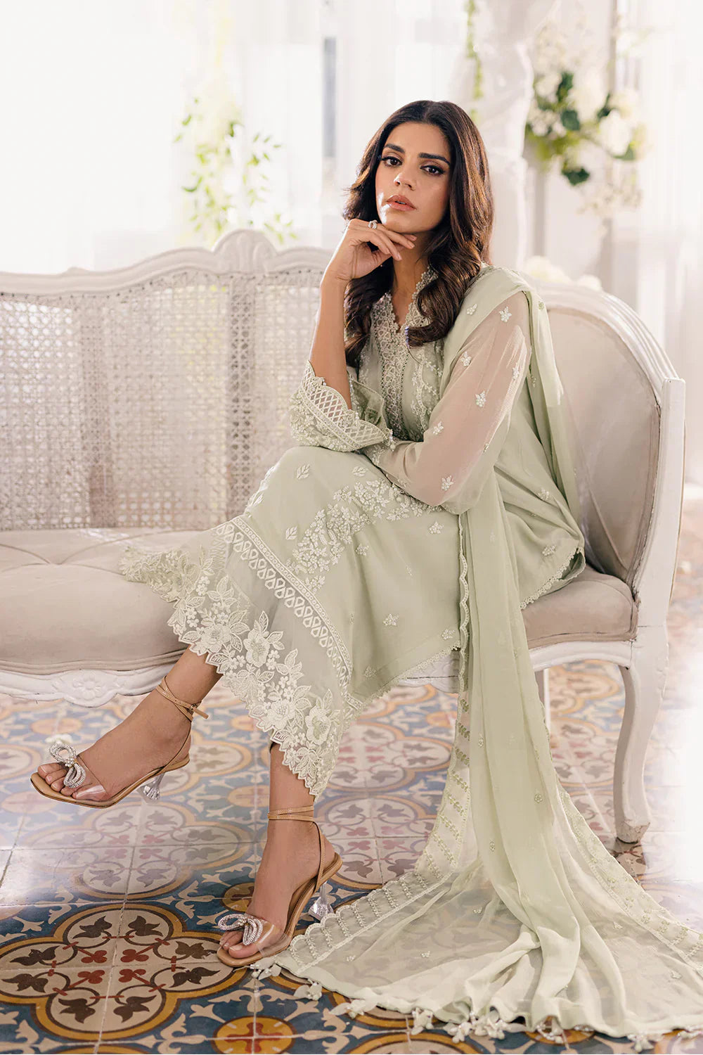 Azure | Ensembles Embroidered Formals | Enchanted Moss - by - Libasekhas UK - Registered Vendor of : Azure - 100% Original Designer Dresss