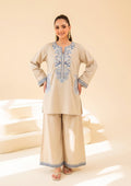 Faiza Faisal | FNF Cords Edit |BEIGE COBALT - by Libasekhas UK - Registered Vendor of : Faiza Faisal - 100% Original Designer Dress