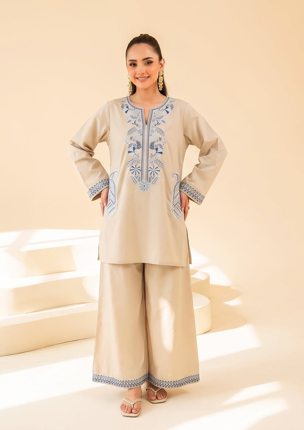 Faiza Faisal | FNF Cords Edit |BEIGE COBALT - by Libasekhas UK - Registered Vendor of : Faiza Faisal - 100% Original Designer Dress