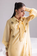 Amani | Aira Festive Wear | ALARA- Hand Embellished Butter Silk Shirt with Wide-Leg Trousers - by Libasekhas UK - Registered Vendor of : Amani - 100% Original Designer Dress