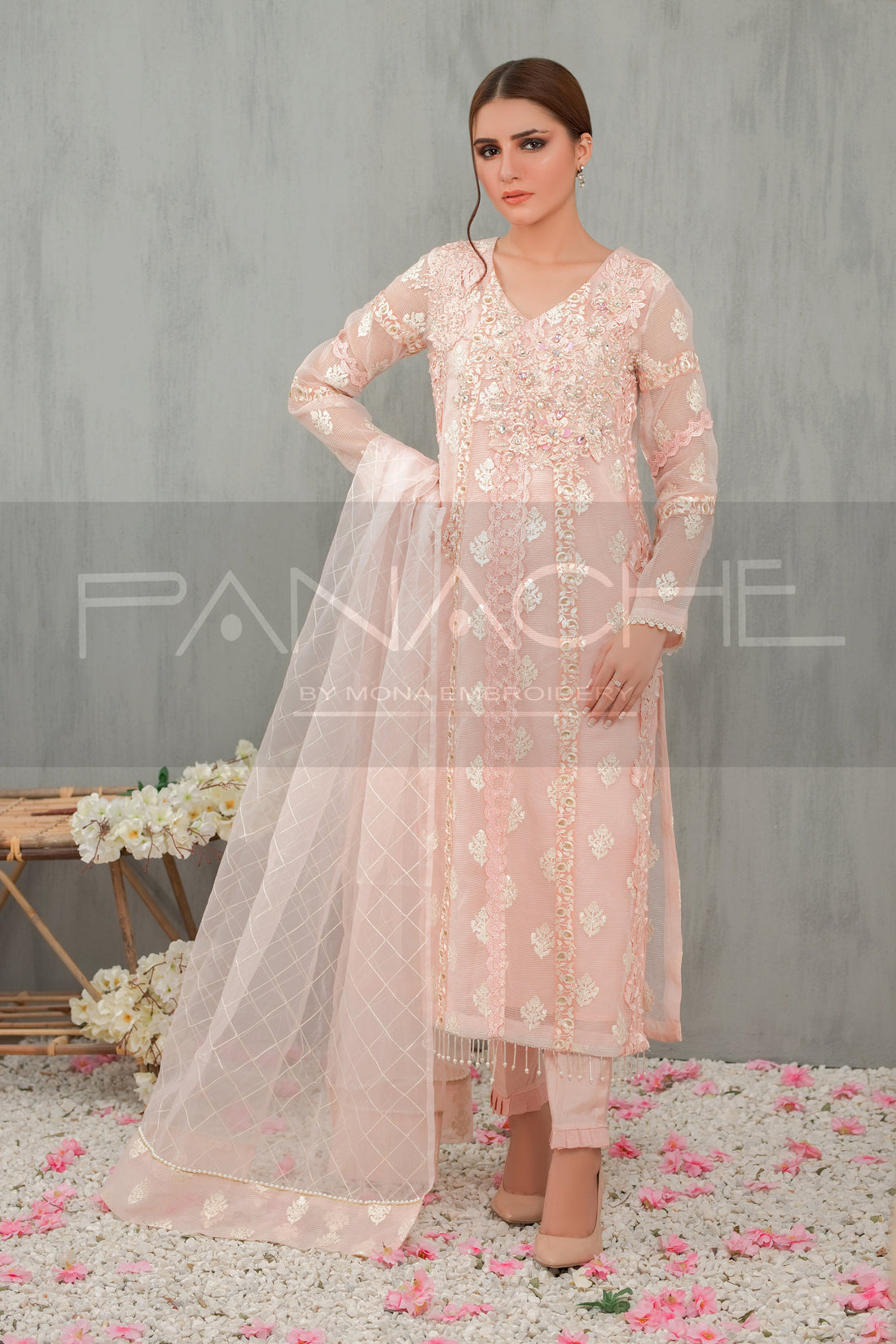 Panache | Pret | Cherry Blossom - by - Libasekhas UK - Registered Vendor of : Panache By Mona - 100% Original Designer Dresss