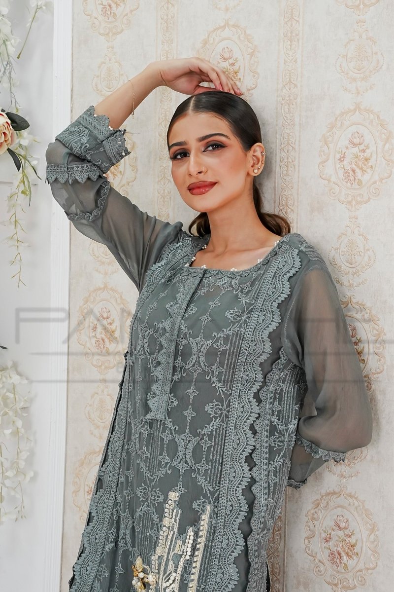 Panache | Pret | Charcoal Charm - by - Libasekhas UK - Registered Vendor of : Panache By Mona - 100% Original Designer Dresss
