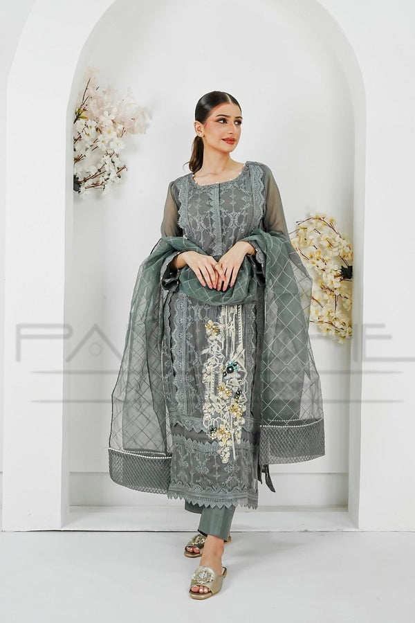 Panache | Pret | Charcoal Charm - by - Libasekhas UK - Registered Vendor of : Panache By Mona - 100% Original Designer Dresss