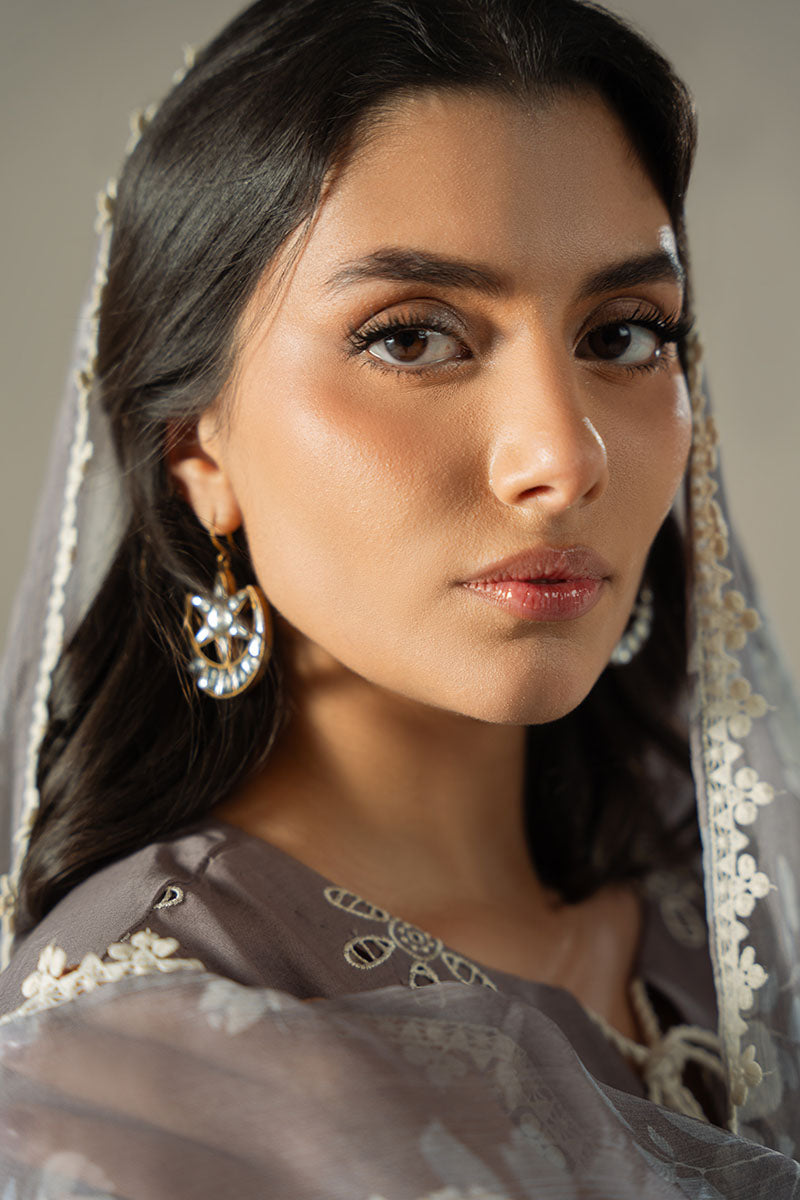 Cross Stitch | Chikankari Lawn 25 | WHISPER ASH - by - Libasekhas UK - Registered Vendor of : Cross Stitch - 100% Original Designer Dresss