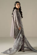 Cross Stitch | Chikankari Lawn 25 | WHISPER ASH - by - Libasekhas UK - Registered Vendor of : Cross Stitch - 100% Original Designer Dresss