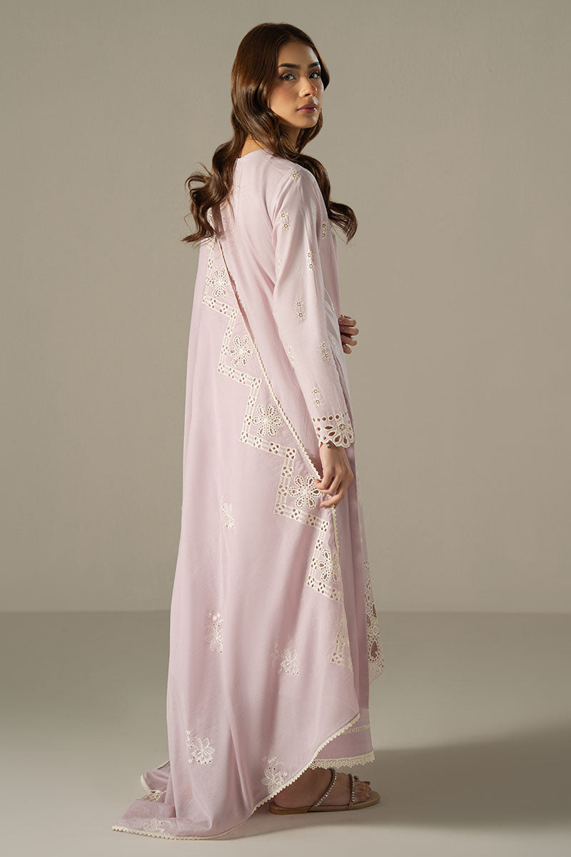Cross Stitch | Chikankari Lawn 25 | LILAC BLOOM - by - Libasekhas UK - Registered Vendor of : Cross Stitch - 100% Original Designer Dresss