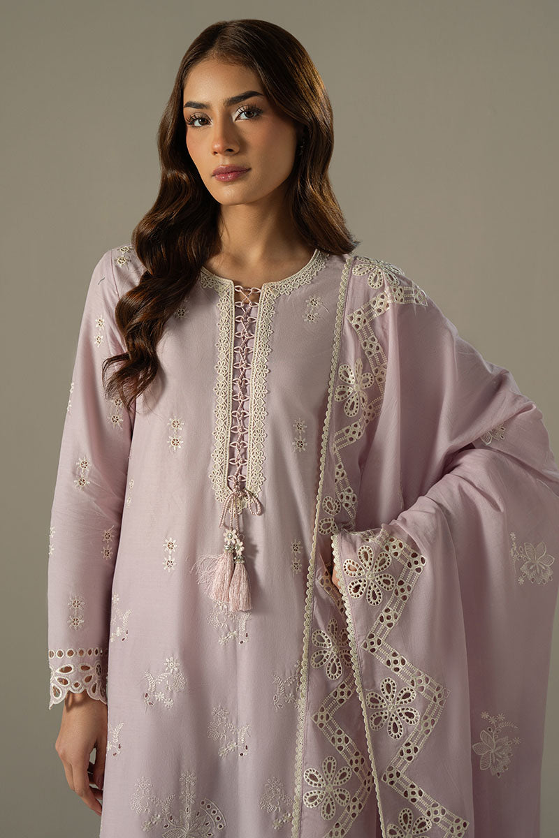 Cross Stitch | Chikankari Lawn 25 | LILAC BLOOM - by - Libasekhas UK - Registered Vendor of : Cross Stitch - 100% Original Designer Dresss