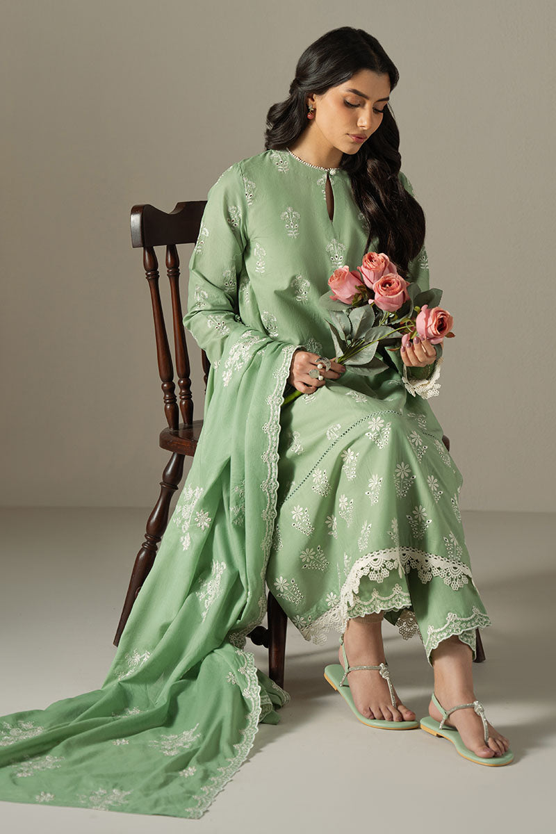 Cross Stitch | Chikankari Lawn 25 | SAGE GARDEN - by - Libasekhas UK - Registered Vendor of : Cross Stitch - 100% Original Designer Dresss