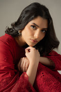 Cross Stitch | Chikankari Lawn 25 | CARMINE GRIS - by - Libasekhas UK - Registered Vendor of : Cross Stitch - 100% Original Designer Dresss