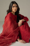 Cross Stitch | Chikankari Lawn 25 | CARMINE GRIS - by - Libasekhas UK - Registered Vendor of : Cross Stitch - 100% Original Designer Dresss