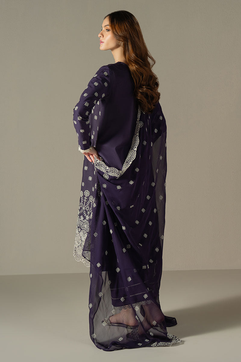 Cross Stitch | Chikankari Lawn 25 | INDIGO ROYAL - by - Libasekhas UK - Registered Vendor of : Cross Stitch - 100% Original Designer Dresss