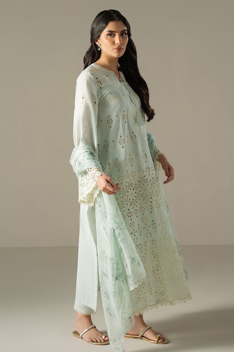 Cross Stitch | Chikankari Lawn 25 | BLUE AURA - by - Libasekhas UK - Registered Vendor of : Cross Stitch - 100% Original Designer Dresss