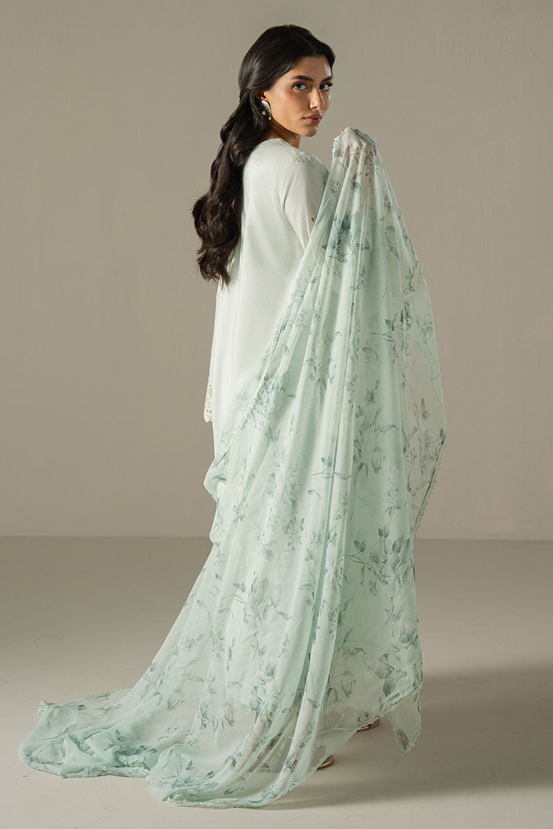 Cross Stitch | Chikankari Lawn 25 | BLUE AURA - by - Libasekhas UK - Registered Vendor of : Cross Stitch - 100% Original Designer Dresss