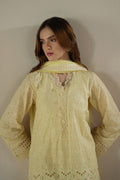 Cross Stitch | Chikankari Lawn 25 | LEMON ZEST - by - Libasekhas UK - Registered Vendor of : Cross Stitch - 100% Original Designer Dresss