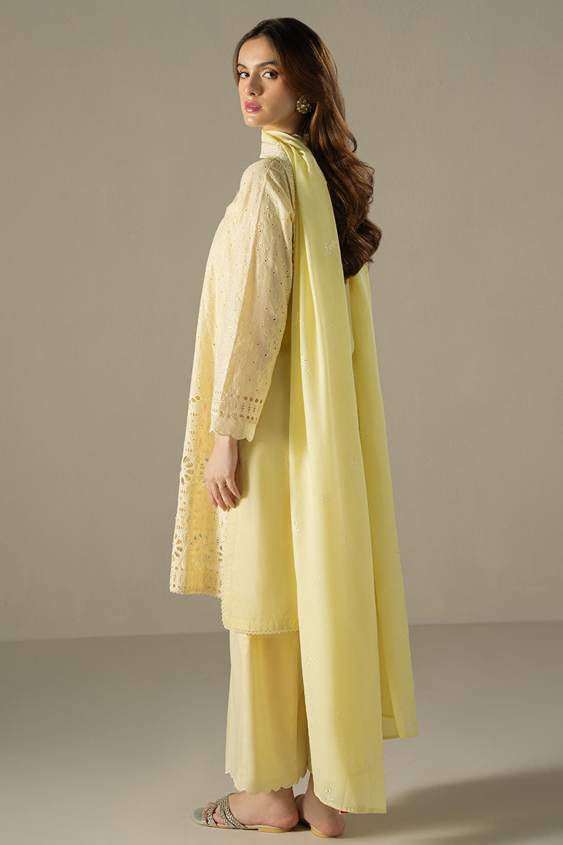 Cross Stitch | Chikankari Lawn 25 | LEMON ZEST - by - Libasekhas UK - Registered Vendor of : Cross Stitch - 100% Original Designer Dresss