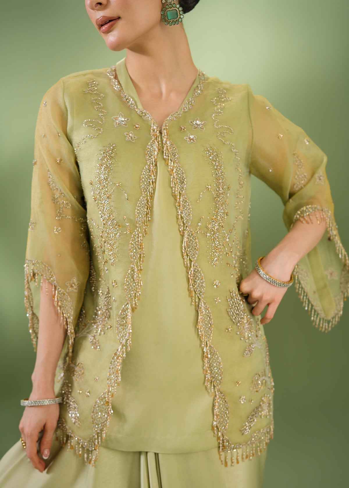 Jeem | Celestial Luxe Formals |CORAL LEAF - by Libasekhas UK - Registered Vendor of : Jeem - 100% Original Designer Dress