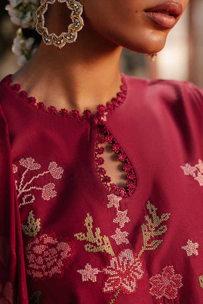 Cross Stitch | Eid Lawn 24 | RUBY MAZE - by - Libasekhas UK - Registered Vendor of : Cross Stitch - 100% Original Designer Dresss
