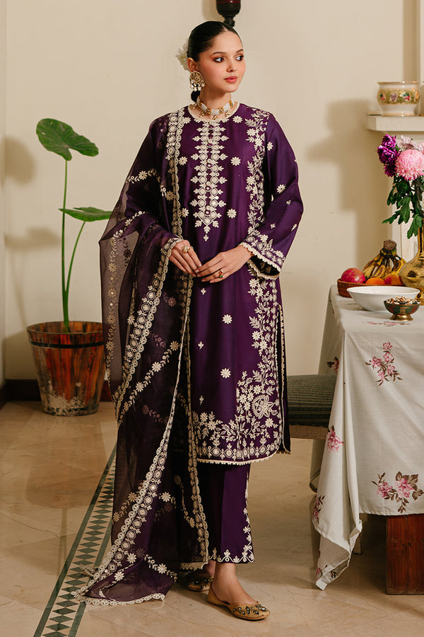 Cross Stitch | Eid Lawn 24 | PLUM GRAIN - by - Libasekhas UK - Registered Vendor of : Cross Stitch - 100% Original Designer Dresss