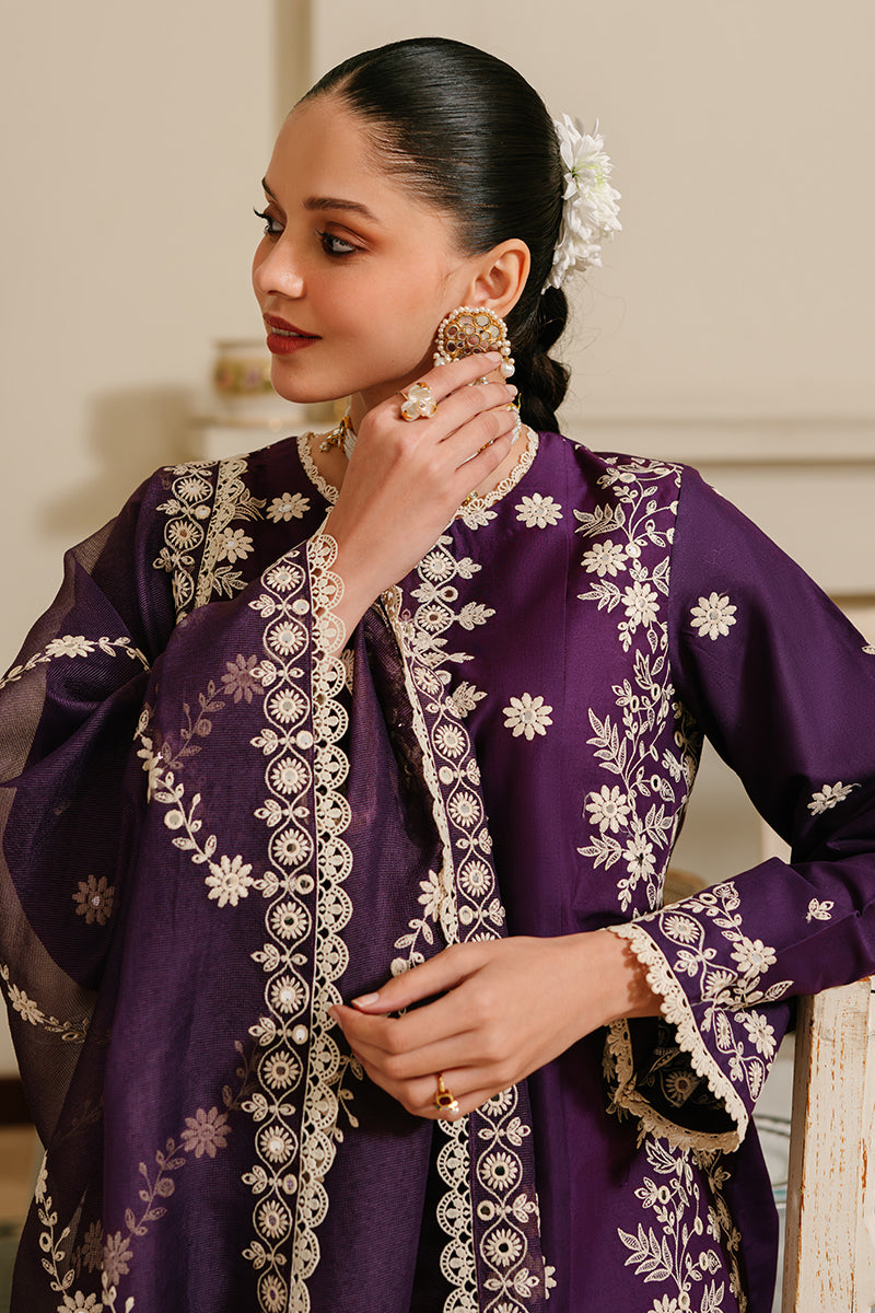 Cross Stitch | Eid Lawn 24 | PLUM GRAIN - by - Libasekhas UK - Registered Vendor of : Cross Stitch - 100% Original Designer Dresss