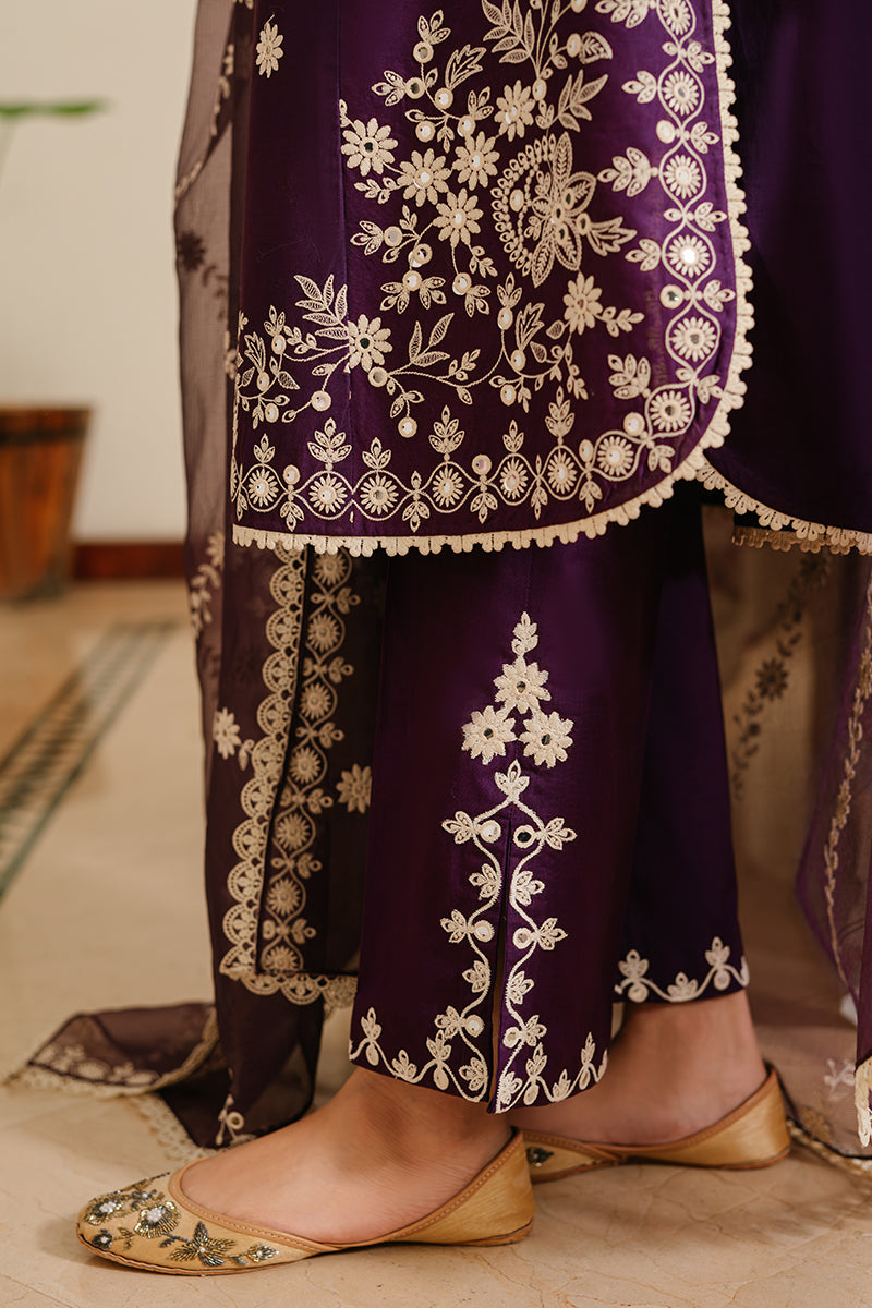 Cross Stitch | Eid Lawn 24 | PLUM GRAIN - by - Libasekhas UK - Registered Vendor of : Cross Stitch - 100% Original Designer Dresss