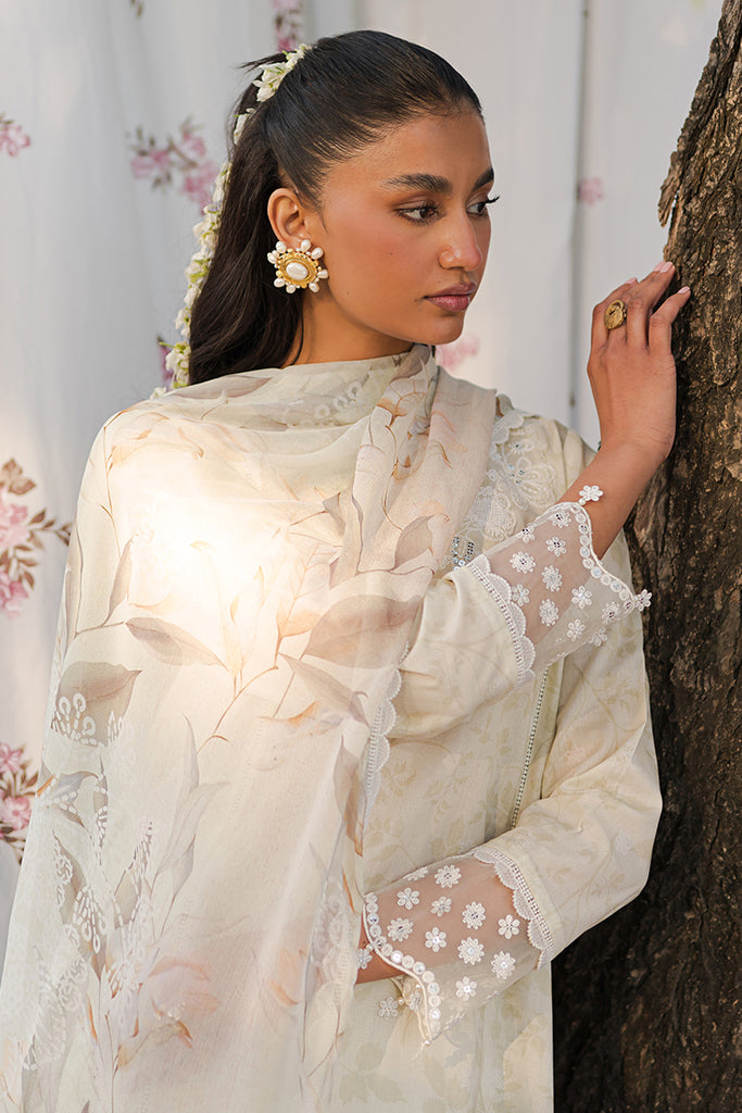 Cross Stitch | Eid Lawn 24 | WHISPERING WHITE - by - Libasekhas UK - Registered Vendor of : Cross Stitch - 100% Original Designer Dresss