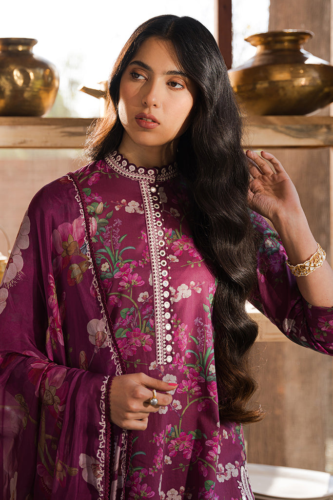 Cross Stitch | Eid Lawn 24 | IRIS MAUVE - by - Libasekhas UK - Registered Vendor of : Cross Stitch - 100% Original Designer Dresss