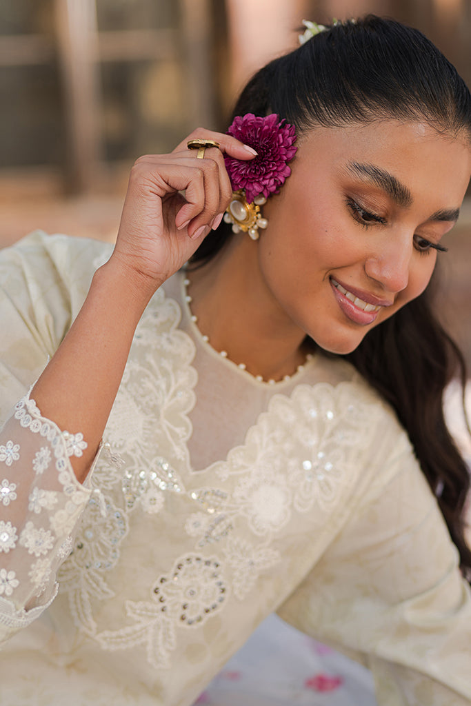 Cross Stitch | Eid Lawn 24 | WHISPERING WHITE - by - Libasekhas UK - Registered Vendor of : Cross Stitch - 100% Original Designer Dresss