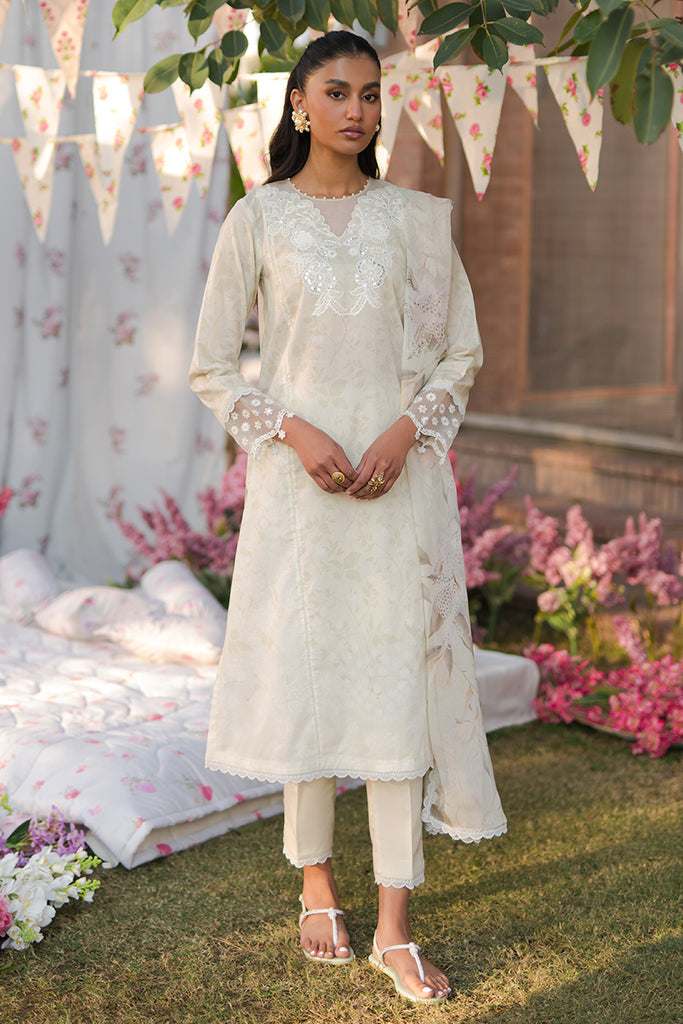 Cross Stitch | Eid Lawn 24 | WHISPERING WHITE - by - Libasekhas UK - Registered Vendor of : Cross Stitch - 100% Original Designer Dresss