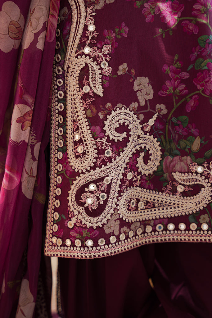 Cross Stitch | Eid Lawn 24 | IRIS MAUVE - by - Libasekhas UK - Registered Vendor of : Cross Stitch - 100% Original Designer Dresss