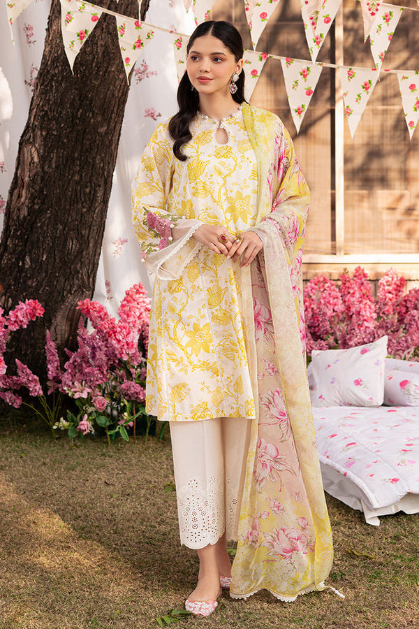 Cross Stitch | Eid Lawn 24 | IVORY GARLAND - by - Libasekhas UK - Registered Vendor of : Cross Stitch - 100% Original Designer Dresss