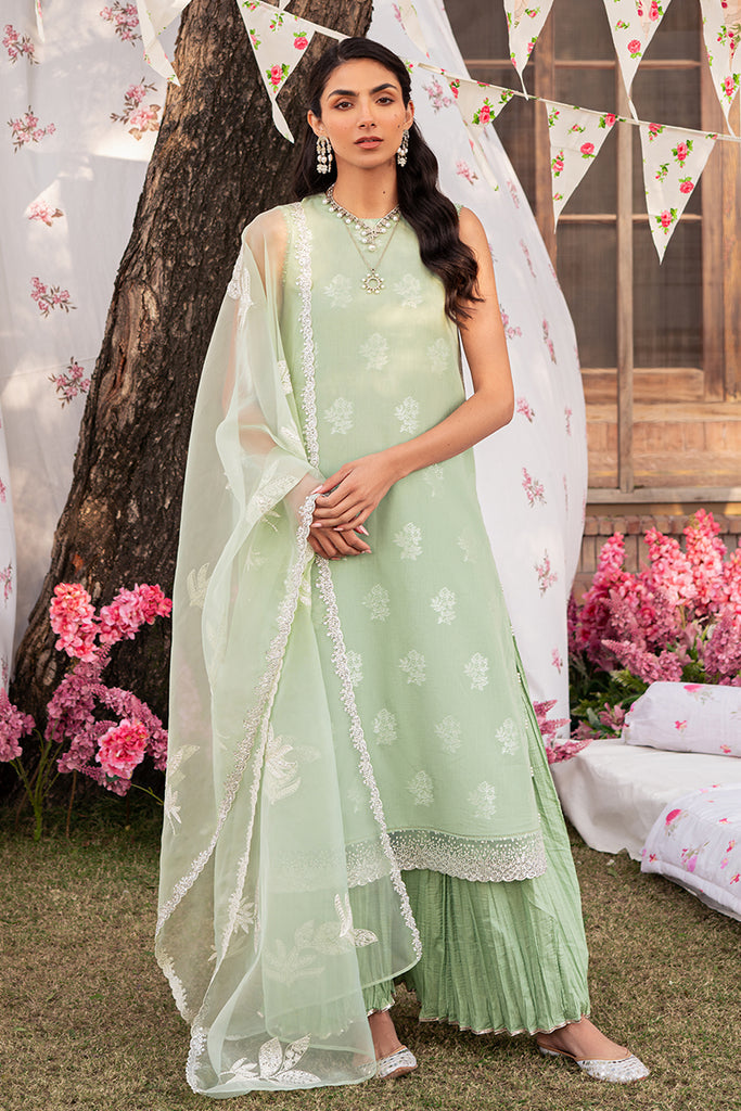 Cross Stitch | Eid Lawn 24 | CELADON SPRUCE - by - Libasekhas UK - Registered Vendor of : Cross Stitch - 100% Original Designer Dresss