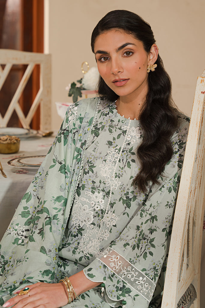 Cross Stitch | Eid Lawn 24 | SAGE SILT - by - Libasekhas UK - Registered Vendor of : Cross Stitch - 100% Original Designer Dresss
