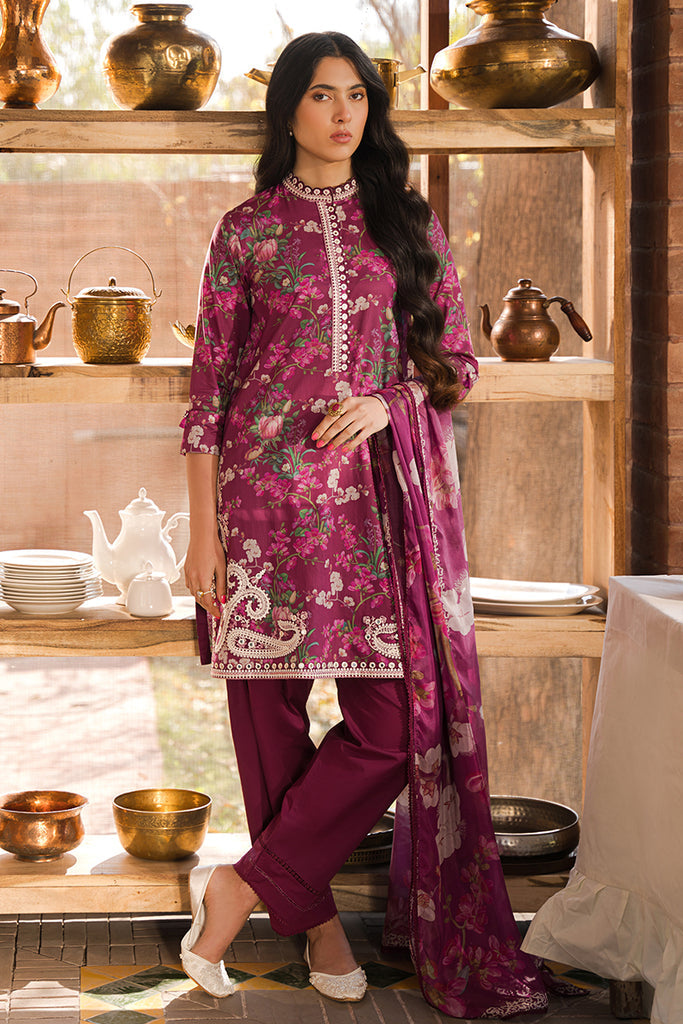 Cross Stitch | Eid Lawn 24 | IRIS MAUVE - by - Libasekhas UK - Registered Vendor of : Cross Stitch - 100% Original Designer Dresss