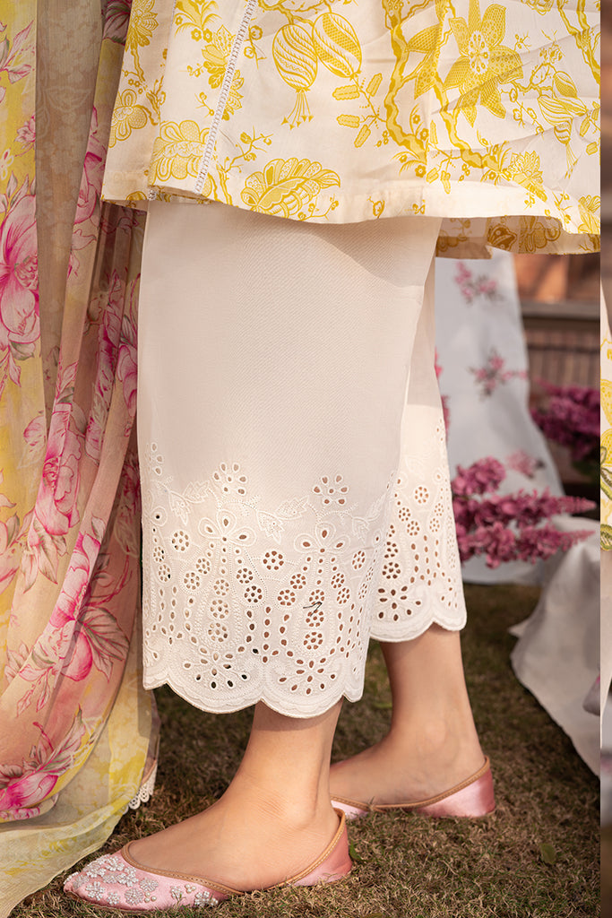 Cross Stitch | Eid Lawn 24 | IVORY GARLAND - by - Libasekhas UK - Registered Vendor of : Cross Stitch - 100% Original Designer Dresss