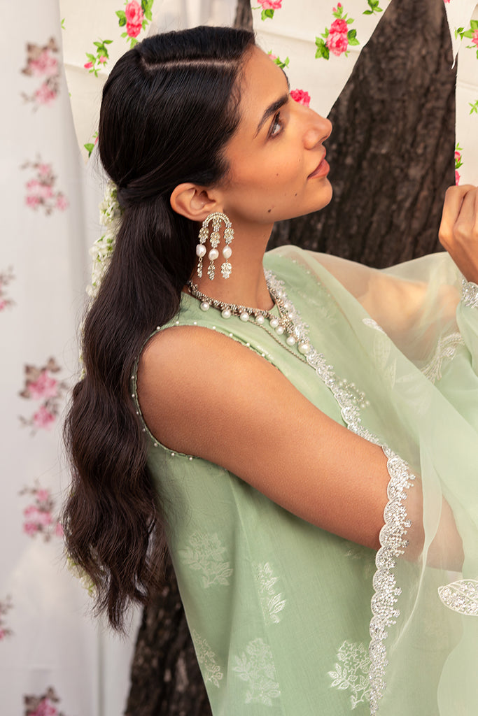 Cross Stitch | Eid Lawn 24 | CELADON SPRUCE - by - Libasekhas UK - Registered Vendor of : Cross Stitch - 100% Original Designer Dresss